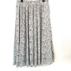 WD•NY Pleated Polka Dot Black & White Lined Midi Skirt Size XL